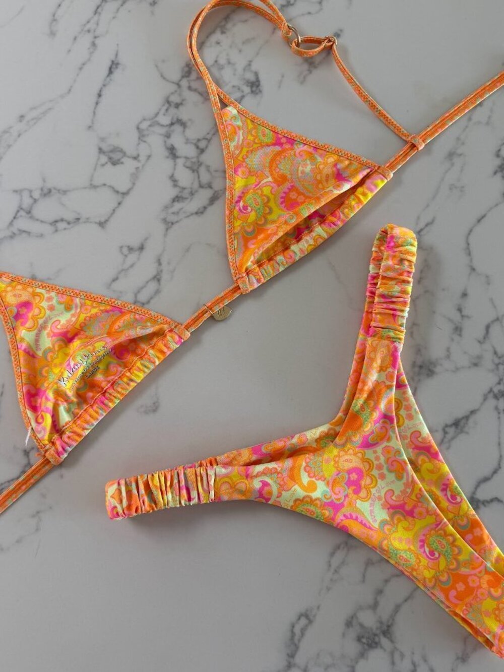 Kulani Kinis Bralette Top & Thong Bottom Bikini SET - Tiki Tango - Size L/XL - Picture 3 of 7